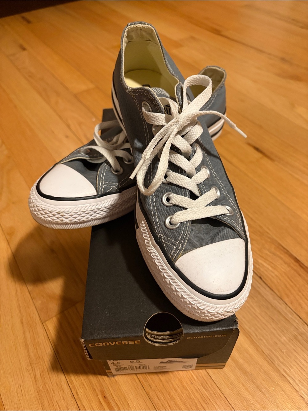 Converse Women’s Gray Low Top Canvas Sneakers with White Trim